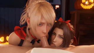 Final Fantasy тянки в ИИ-порно сосут до последней капли и ловят сперму на лицо